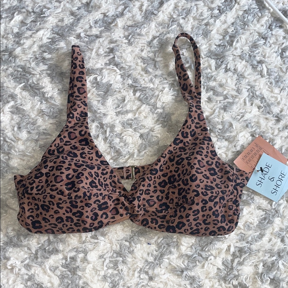NWT Brown Leopard Print Bikini Top